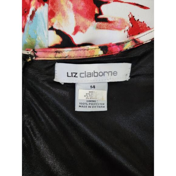 Liz Claiborne Floral Multicolored Fit & Flare Retro Style Pleated Dress Plus 14 - Picture 5 of 5